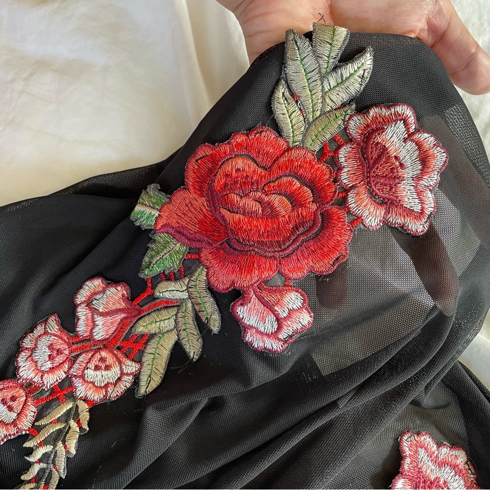 *SOLD* Mesh Embroidered Floral Flowy Top - Picture 2 of 6
